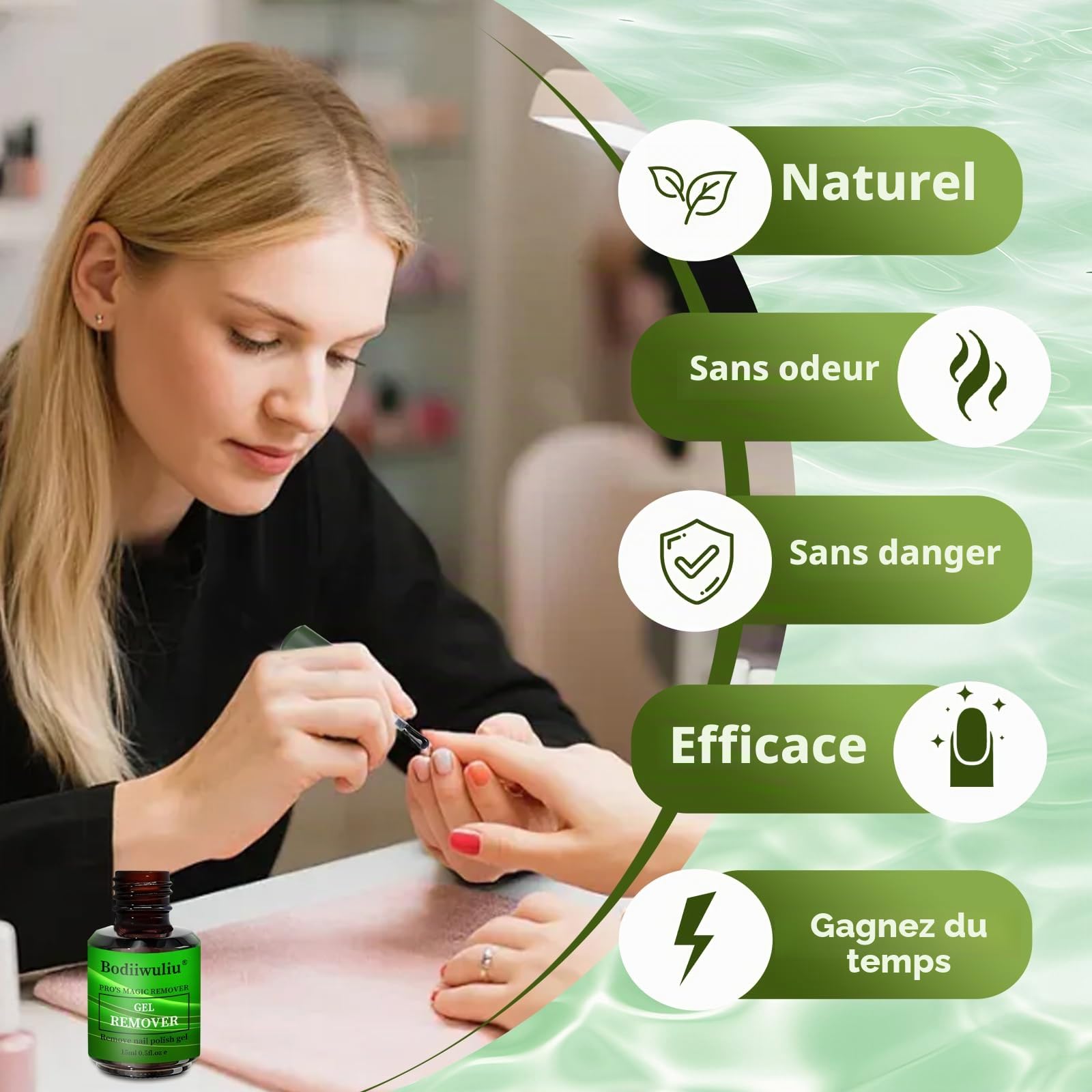 2 Pièces 15ml Magic Remover pour Faux Ongle, Dissolvant Vernis Semi Permanent, Gel Nail Polish Remover, Sans Abîmer les Ongles, Avec Limes à Ongles et Grattoir à Cuticules