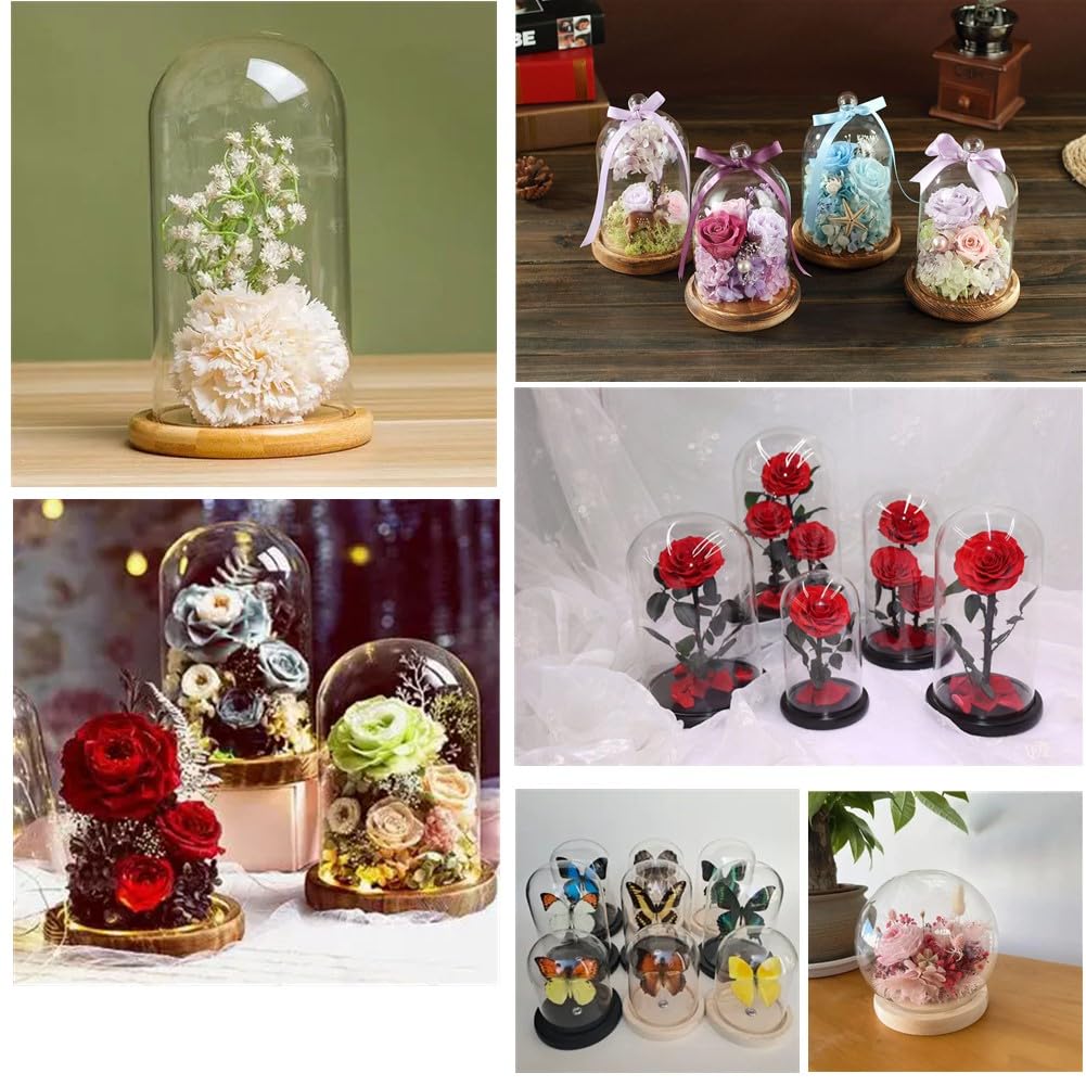 ガラスドーム 木製ベース・箱付き 10個セット Amazon｜透明ガラスドーム 木質ベース ガラスドーム ガラスカバー