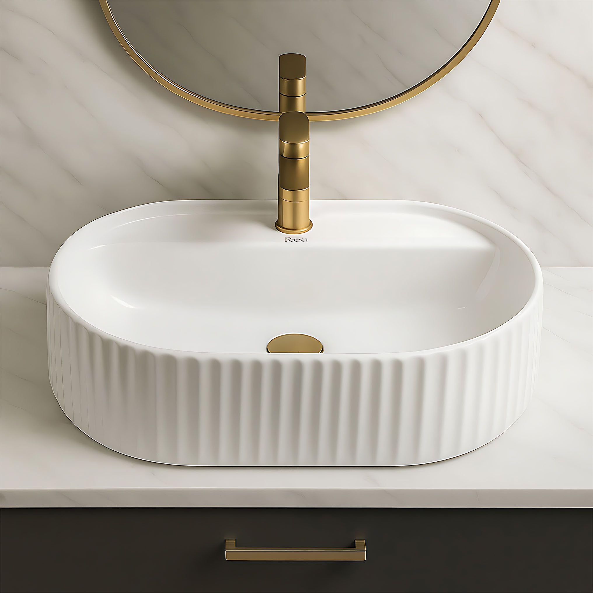 Rea - Lavabo ovale Marcela 50, 50 x 35,5 x 13,5 cm, Blanc