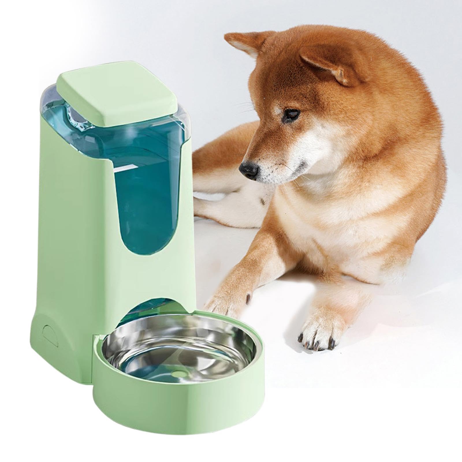 Dispensador Automático Fuente de Bebida Comedero Recipiente de Agua para Perros Gatos Material Antiderrame Muy Práctico y Adecuado para Conejos, Verde