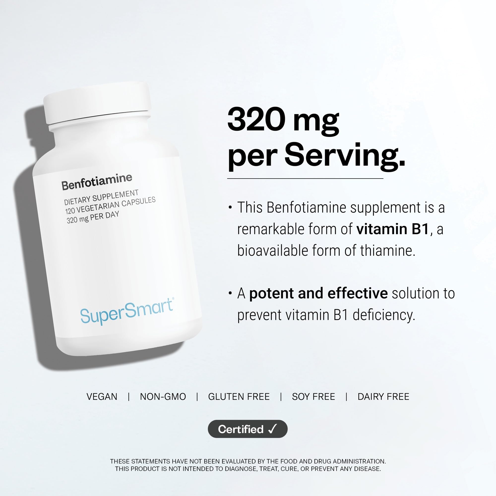 Supersmart - Benfotiamine 80 mg - Source of Vitamin B1 Maintain Healthy Metabolic Function | Non-GMO & Gluten Free - 120 Vegetarian Capsules (Old) — Amazon image 6