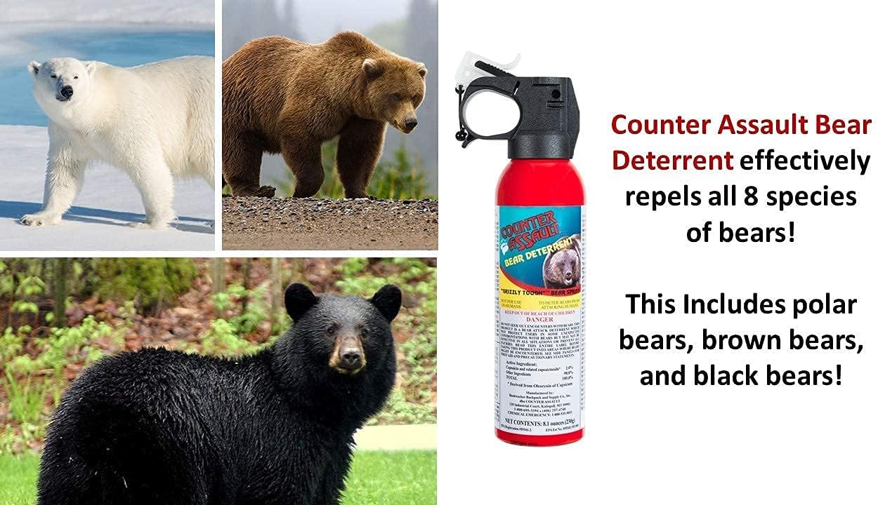 Counter Assault - EPA Certified, Maximum Strength & Distance Bear Repellent Spray - Hottest Formula Allowed by Law - Night Glow Locator & Tactical Holster Included (10.2 oz)