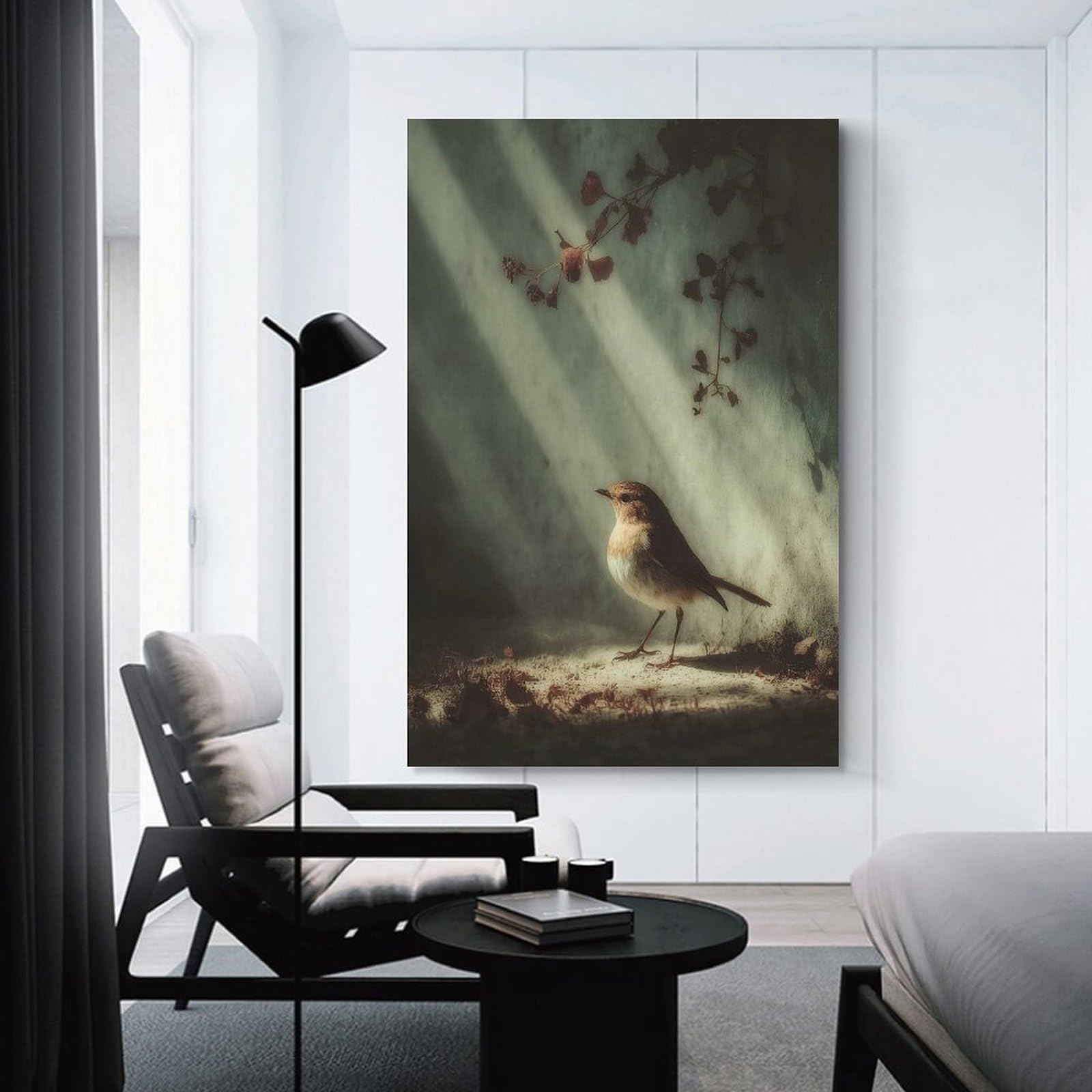 Junmoney Unframe-Style-1 Robin In Dappled Sunlight Canvas Wall Decor, 20X30inch(50X75cm), For Wall Displays, Bedrooms Or Room Updates, Wall Decor Suited To Curated Displays