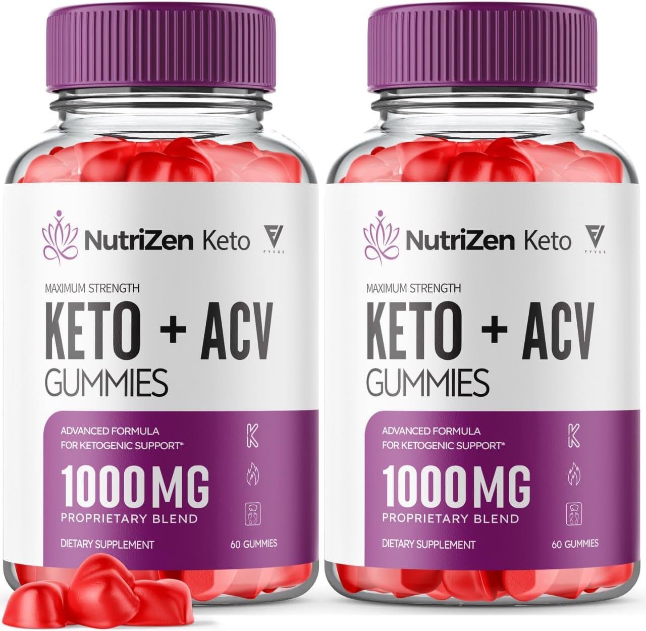 (2 Pack) Nutrizen Keto ACV Gummies, Nutrizen Keto ACV Gummies Advanced Weight Health Loss, Nutri Zen Keto + ACV Apple Cider Vinegar Folate Supplement Vitamin Beet Root (120 Gummies)