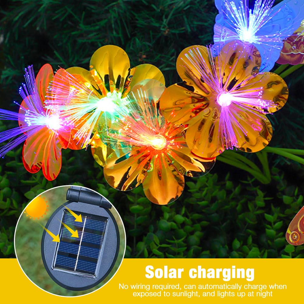 DAJASD Flower Solar Lights Outdoor Garden, 2 Pack 10 LED Color-Changing Swaying Flower Lights - Image 3