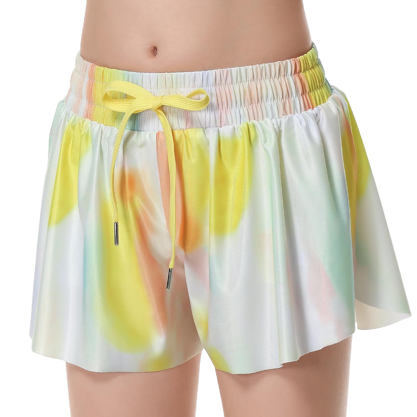 Girls Athletic Flowy Shorts with Pocket - 2 in 1 Butterfly Shorts for Teen Girls Youth Running Sports Spandex