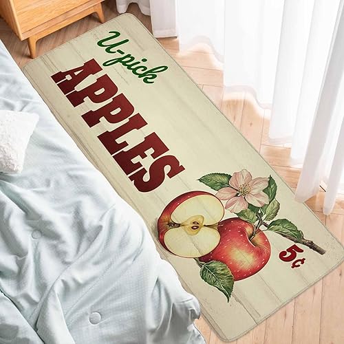 Miniatura 6 de Juego de 2 tapetes de cocina antideslizantes con diseño de manzanas sabrosas de 5 centavos, estilo campestre, tapetes de goma con parte trasera de