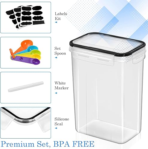 Miniatura 4 de Juego de 24 recipientes herméticos para almacenamiento de alimentos, recipientes de plástico transparente sin BPA para cocina y despensa con tapas