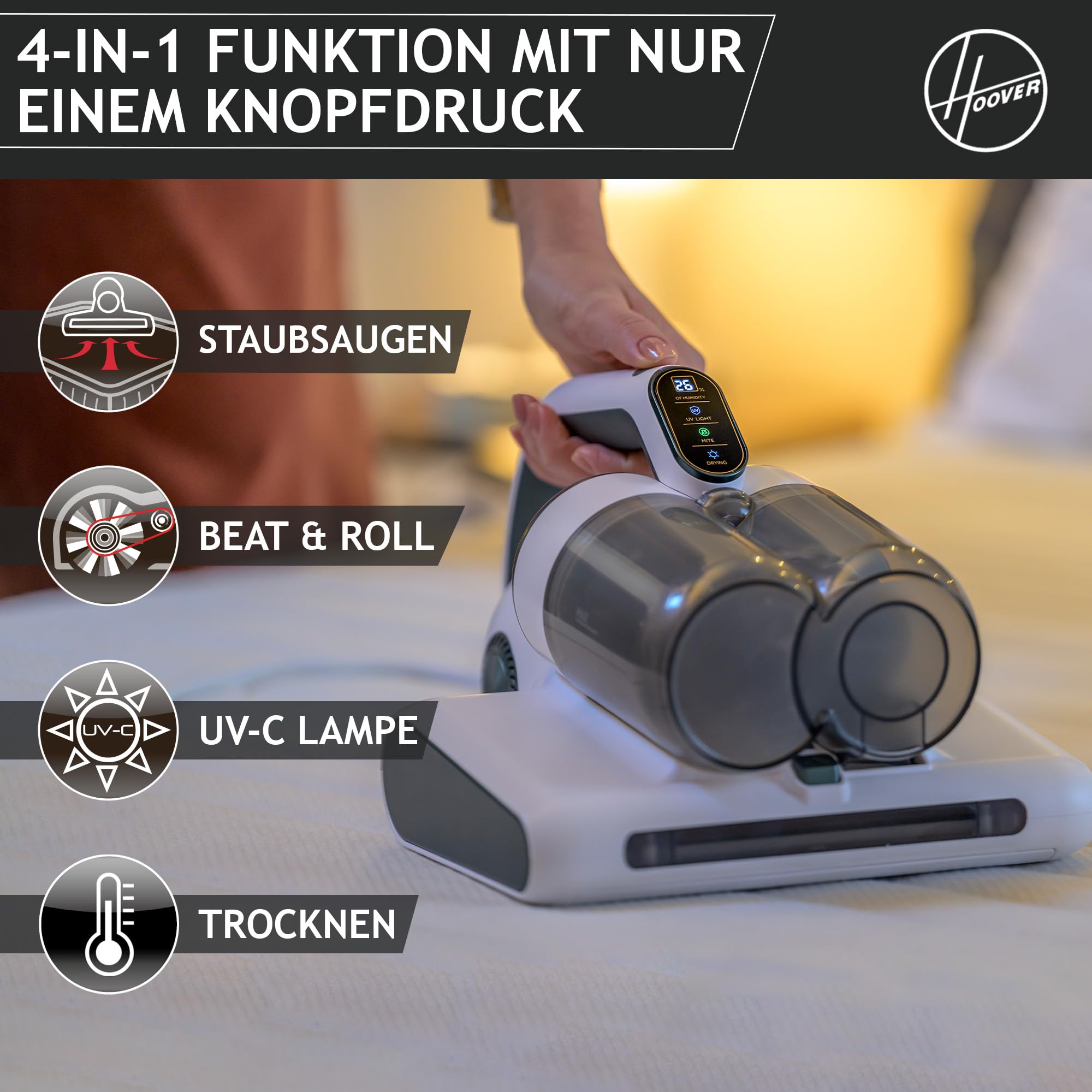 Hoover Odkurzacz do Materacy, Biały, 510 W 240 V