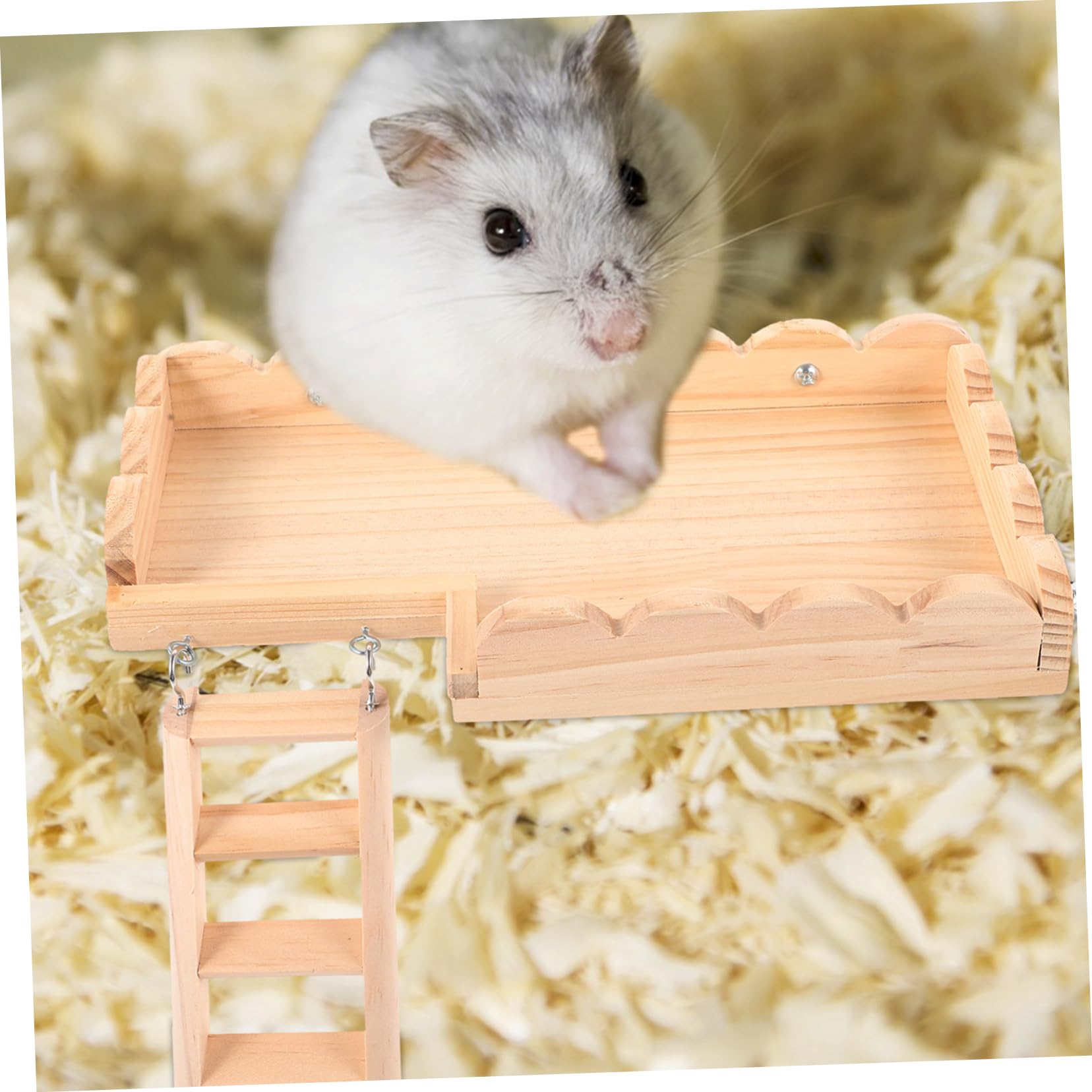 ibasenice Hamster Plattformspielzeug mit Glatten Kanten und Runder Form Inklusive Kletterleiter für Hamster Käfig als Spiel und Ruheplattform in Khaki