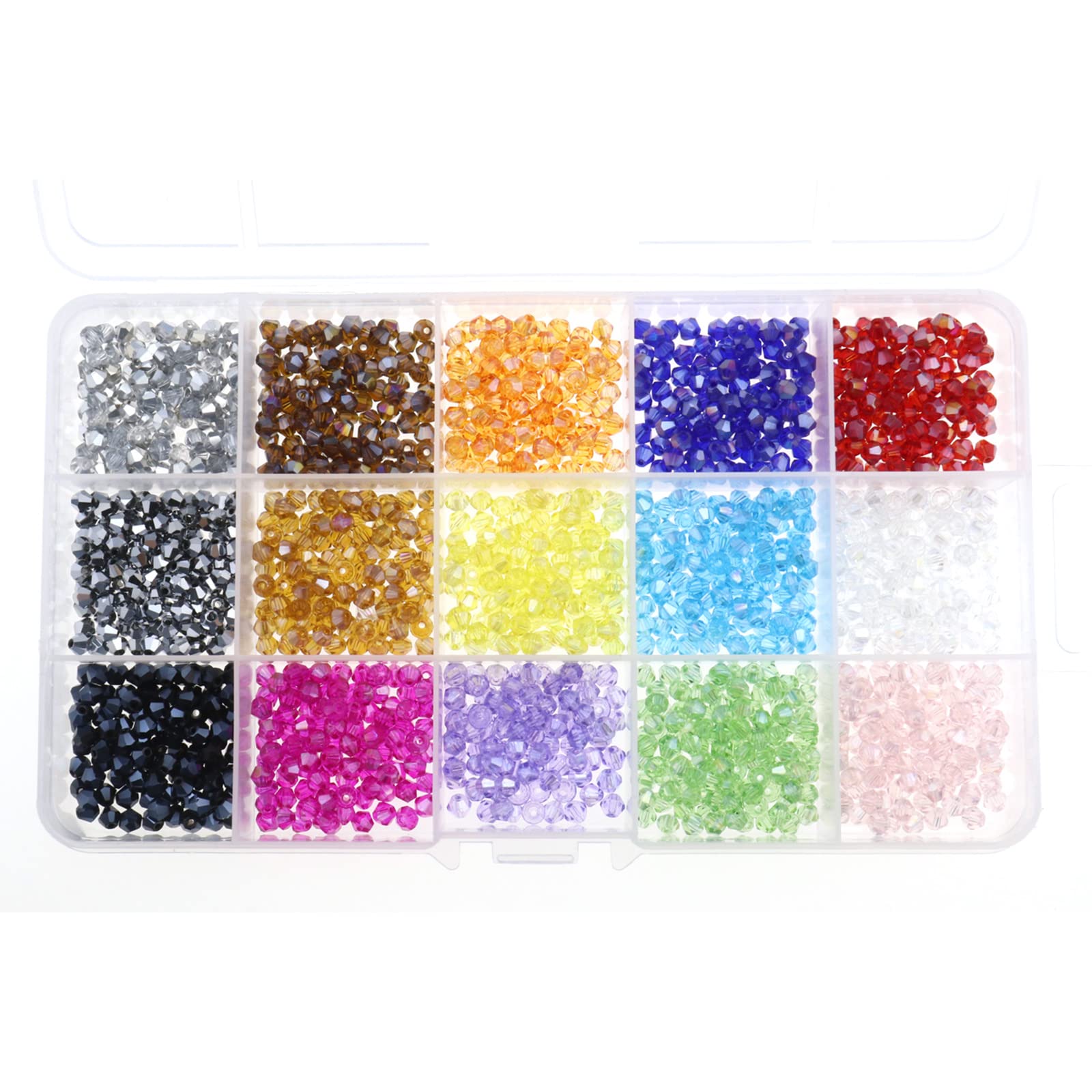 1500 Perline Di Cristallo Sfaccettate 4 Mm – 15 Colori, Forma Trottola, Per Gioielli Fai Da Te, Bracciali, Collane, Orecchini - 2