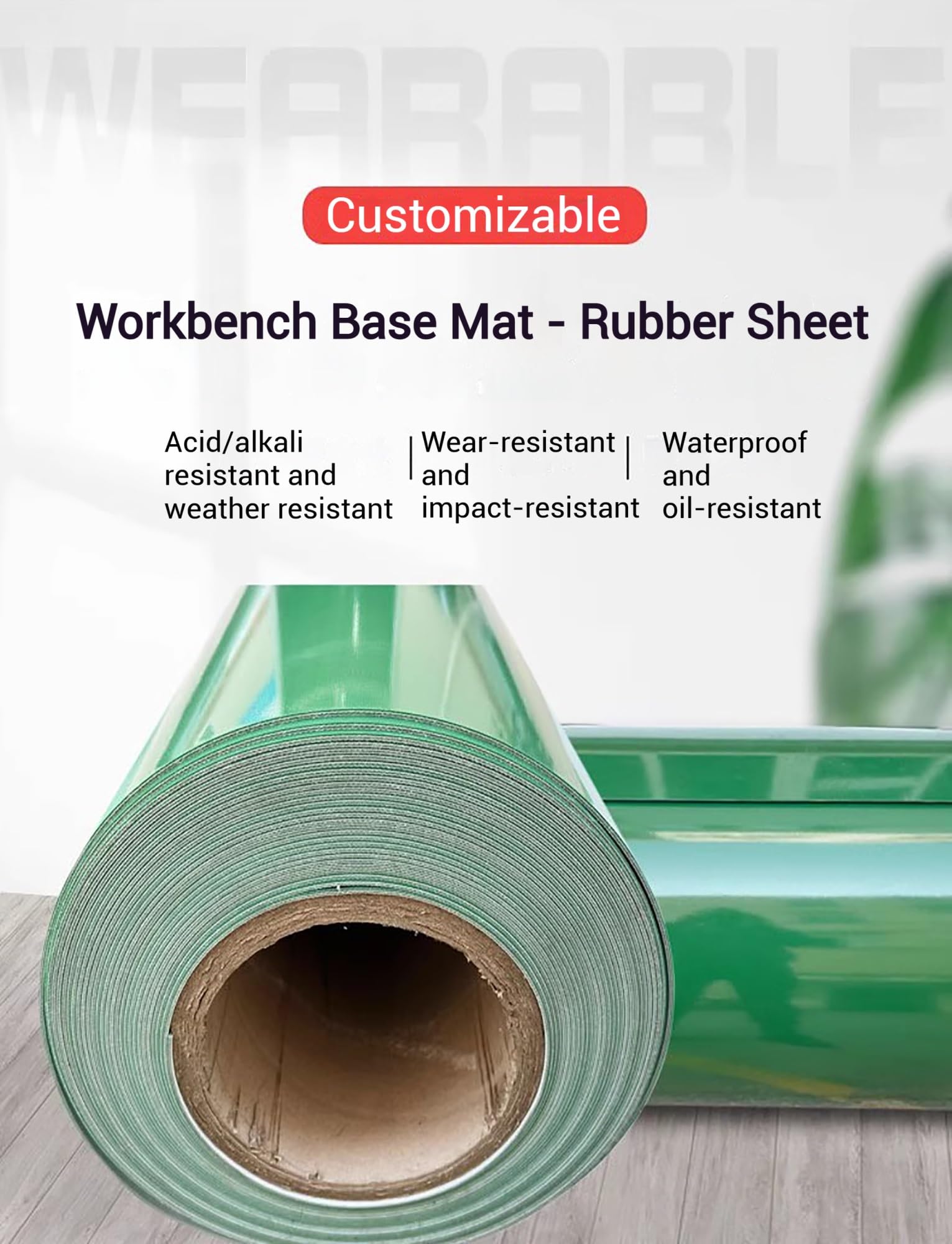 Alfombrilla de goma antideslizante verde for bancos de trabajo y suelos de camiones, alfombrilla de PVC flexible resistente al aceite de 2 mm for uso industrial, 1 unidad(130x100cm)