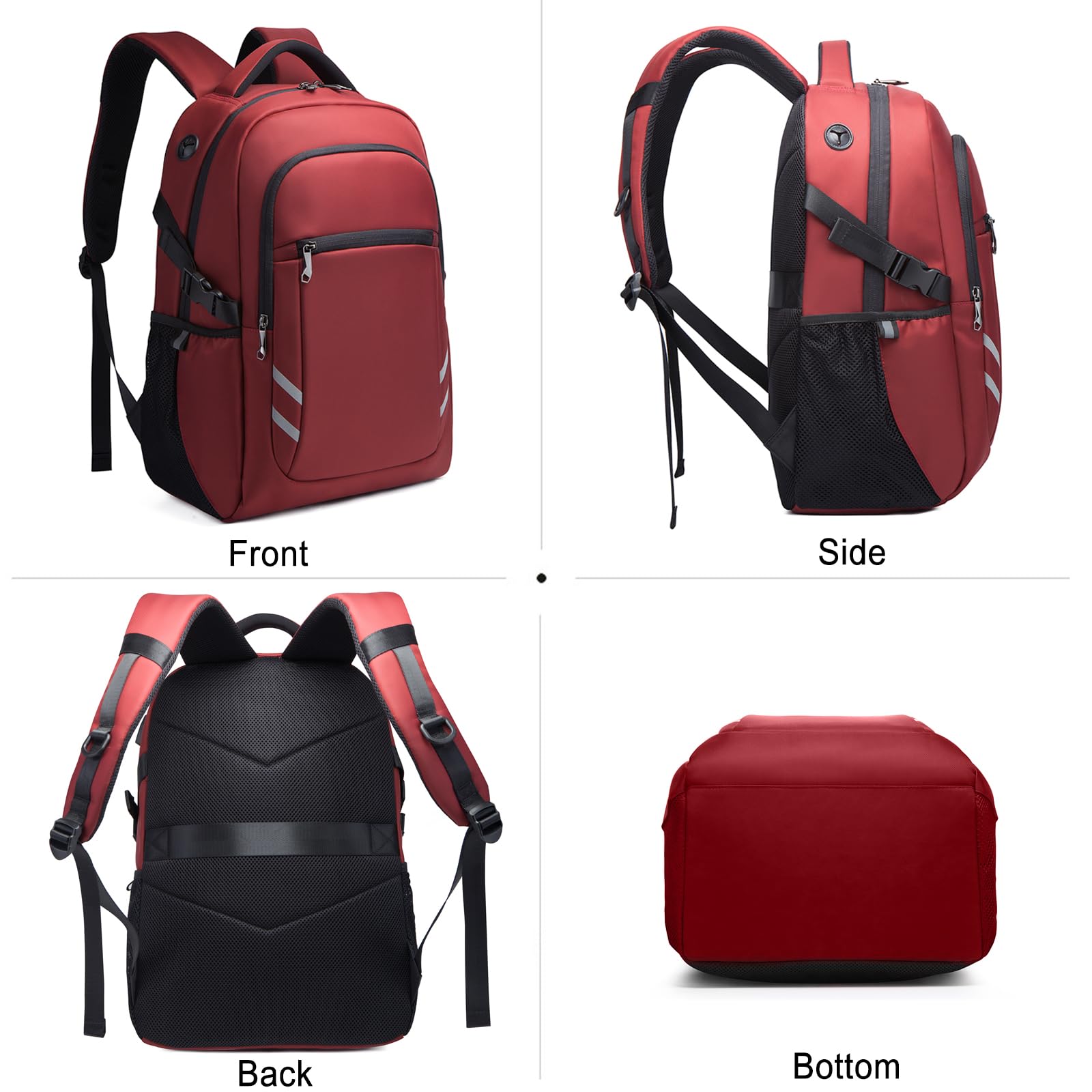 FANDARE Mochila de Viaje Gran Capacidad con Puerto de Carga USB, Mochila Ligera y Resistente para Ordenador de 15.6 Pulgadas, Incluye Correa para Equipaje, Tiras Reflectantes