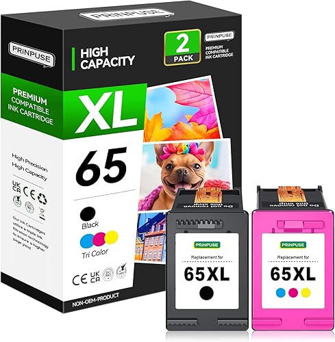 Cartucho de tinta remanufacturado de repuesto para HP Ink 65 XL 65XL (negro y paquete combinado de colores) para HP65 5055 5000 5052 5010 5070 5014