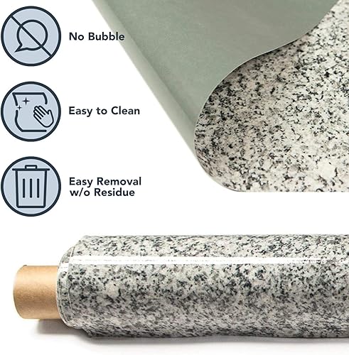 Miniatura 9 de Instant Granite Hoja laminada de vinilo para encimera de 36 x 72 pulgadas, despegar y pegar, papel autoadhesivo duradero que resiste el calor, las