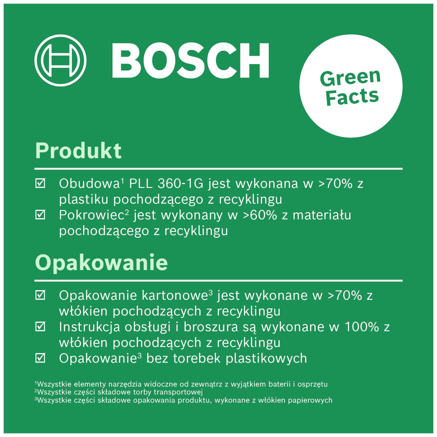 Bosch Laser płaszczyznowy PLL 360-1G (zielona wiązka laserowa 360°, funkcja samopoziomowania, dokładność ±0,4 mm/m, zintegrowany akumulator Li-ion, ładowanie przez USB-C®, opakowanie kartonowe)