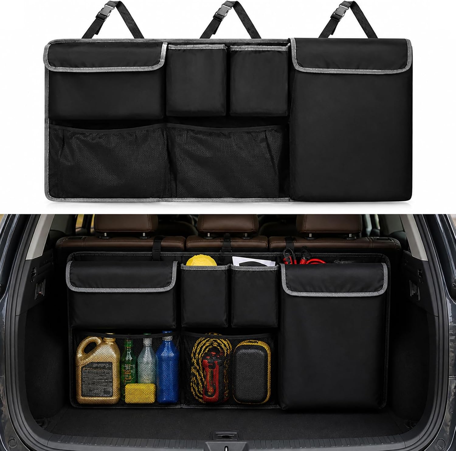 Car Trunk Organizer Storage Backseat Hanging Organizer Bag for 2000-2026 Chevy/Chevrolet Equinox Traverse Trax Tahoe Trailblazer Blazer Suburban LS LT LTZ Premier SUV Accessories