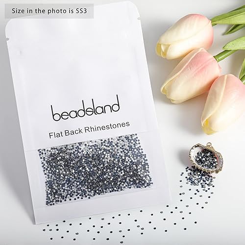 Vista 634 de Beadsland Diamantes de imitación de cristal con parte trasera plana, gemas redondas para arte de uñas y manualidades, pegamento fijo, violeta