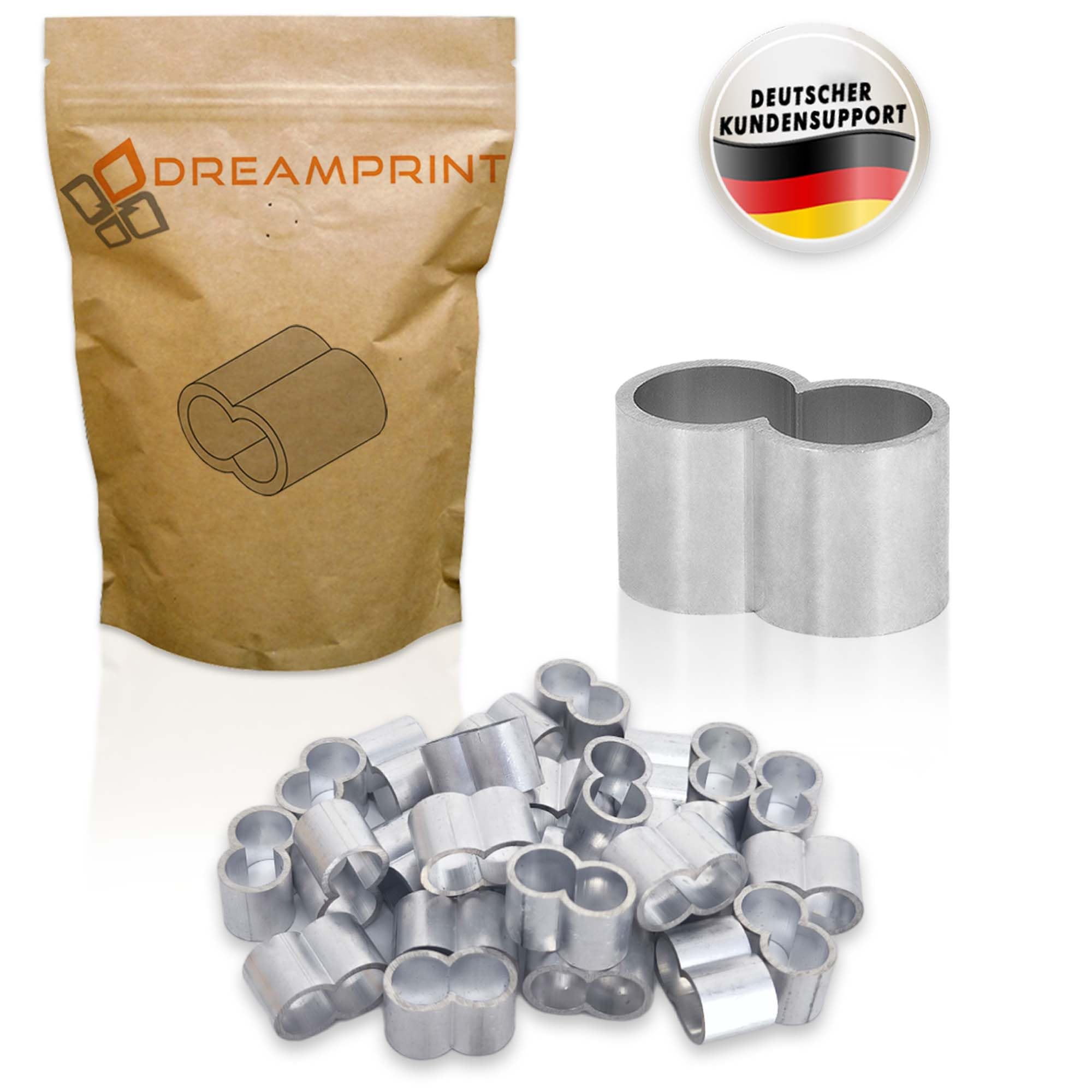 Dreamprint 10x Seilklemmen Set 6mm Pressklemmen, Würgeklemmen, Tauwerkklemme, Seilverbinder mit Doppelhülsen für Expanderseil, Planenseil & Gummiseil