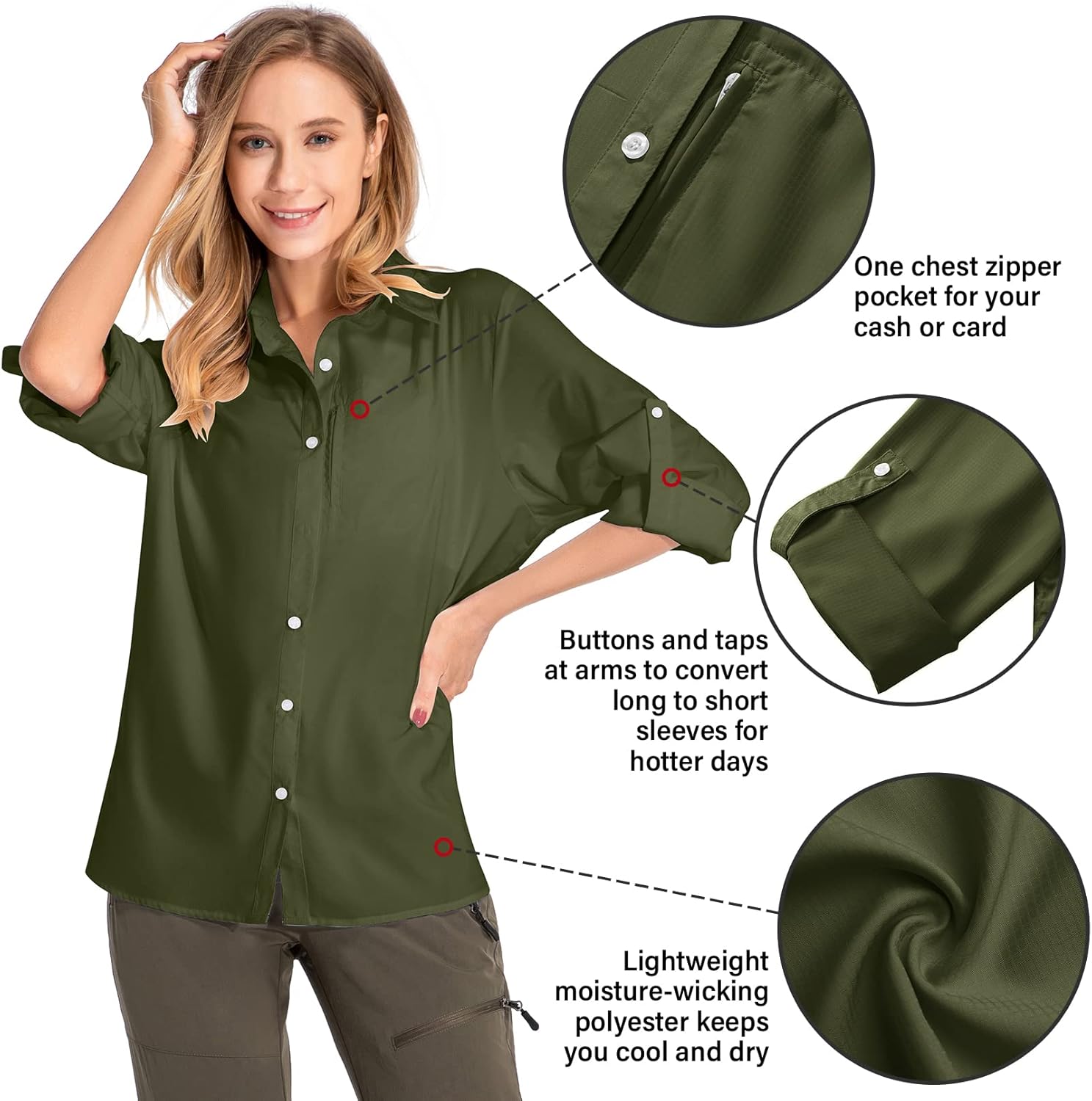 Women's UPF 50 Long Sleeve Sun Protection Shirts Quick Dry Outdoor Fishing Hiking Travel Shirt - Image 3