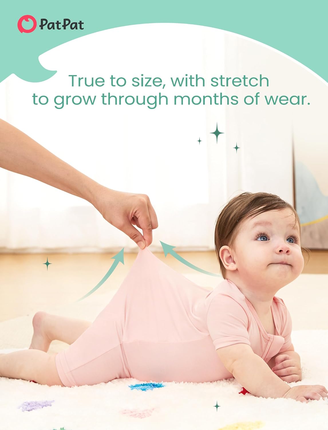 PATPAT Baby Romper 2-Pack with Bamboo Viscose, Infant Snug fit Pajama Jumpsuits with 2-Way Zipper for Newborn Boy Girl