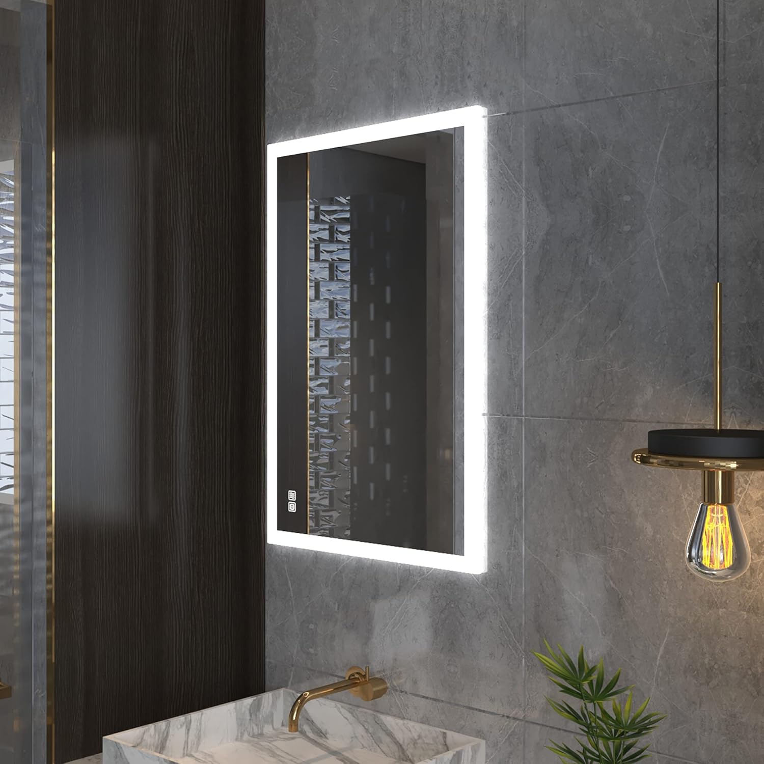 🔥 Flash Sale ROGSFN 36'x28'Inch LED Bathroom Mirror Lighted Wall Mounted Mirror Anti-Fog Dimmable Vanity Makeup Mirror with Light(Horizontal/Vertical)
