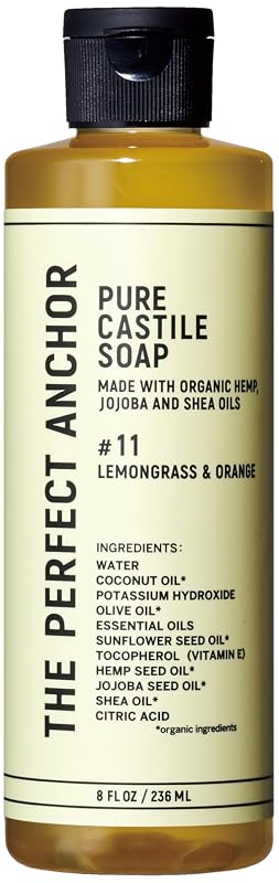 The Perfect Anchor Sabonete líquido de Castela puro, capim-limão e laranja, 240 mL
