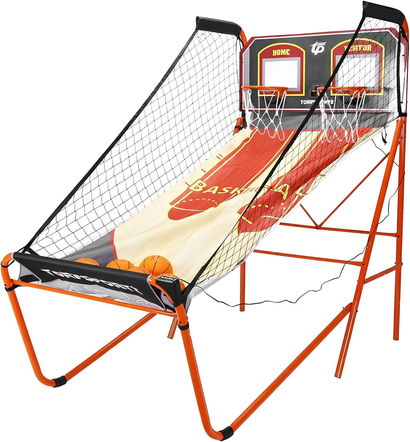 Foldable Indoor Basketball Arcade Game LED Electronic Scoring Indoor Double Electronic Basketball Machine with Steel Frame for 2 Players Home Play Kids Adults