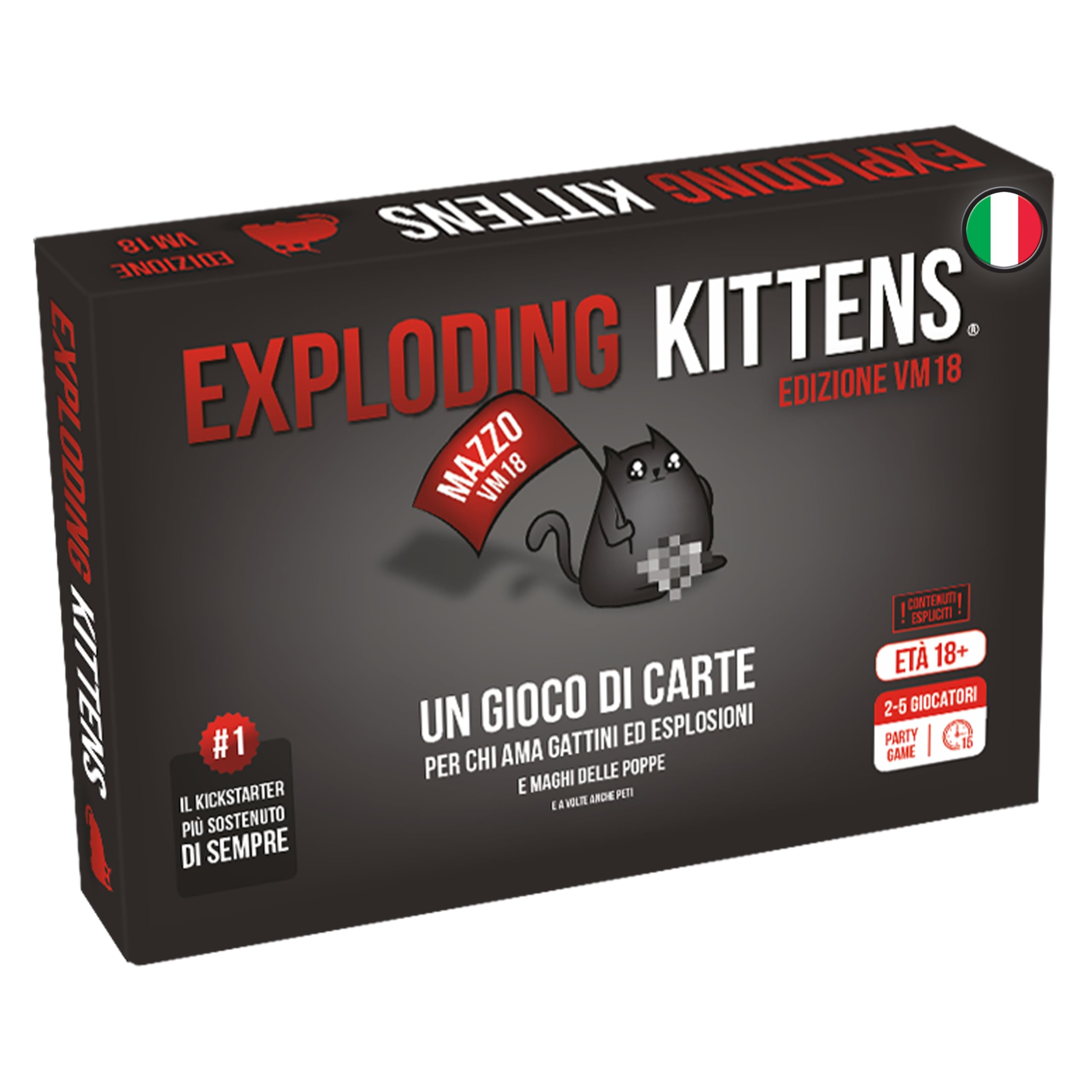 Asmodee Italie Exploding Kitten Vm18 Jeu de Table, Noir, ekek02it - Version Italienne