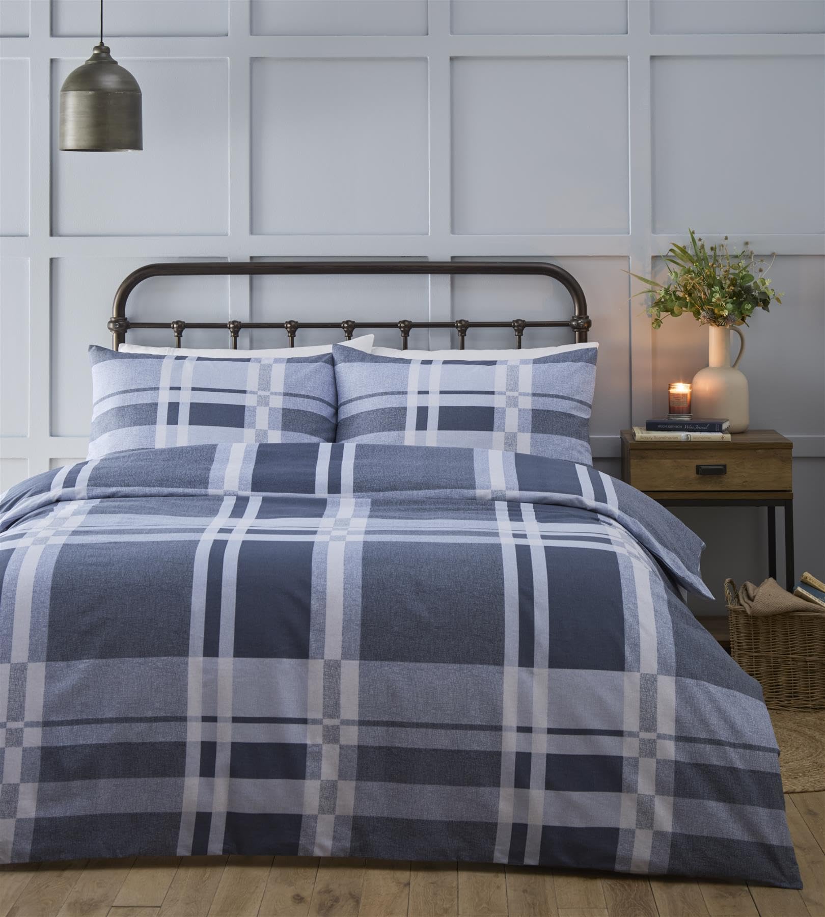Charlotte Thomas Blue Simply Charlotte Carson Double Bed Duvet Cover Set Check Bedding Bed Set