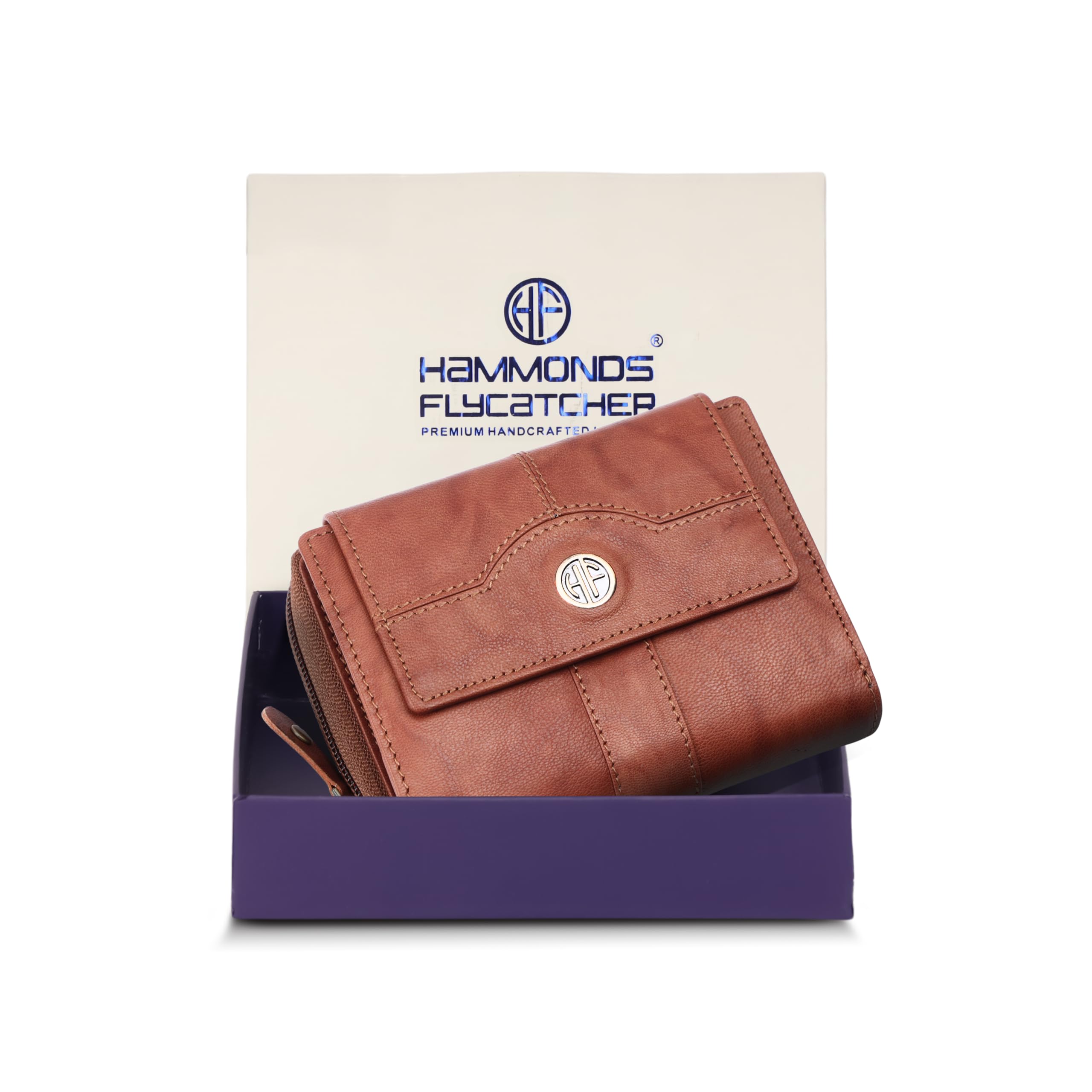 HAMMONDS FLYCATCHER Leather Ladies Wallet for Woman with 14 Card Slots - Clutch Purse for Women, Ladies Wallet for Women Stylish, Ladies Purse for Women Wallet, Gift for Womens - Antique Tan