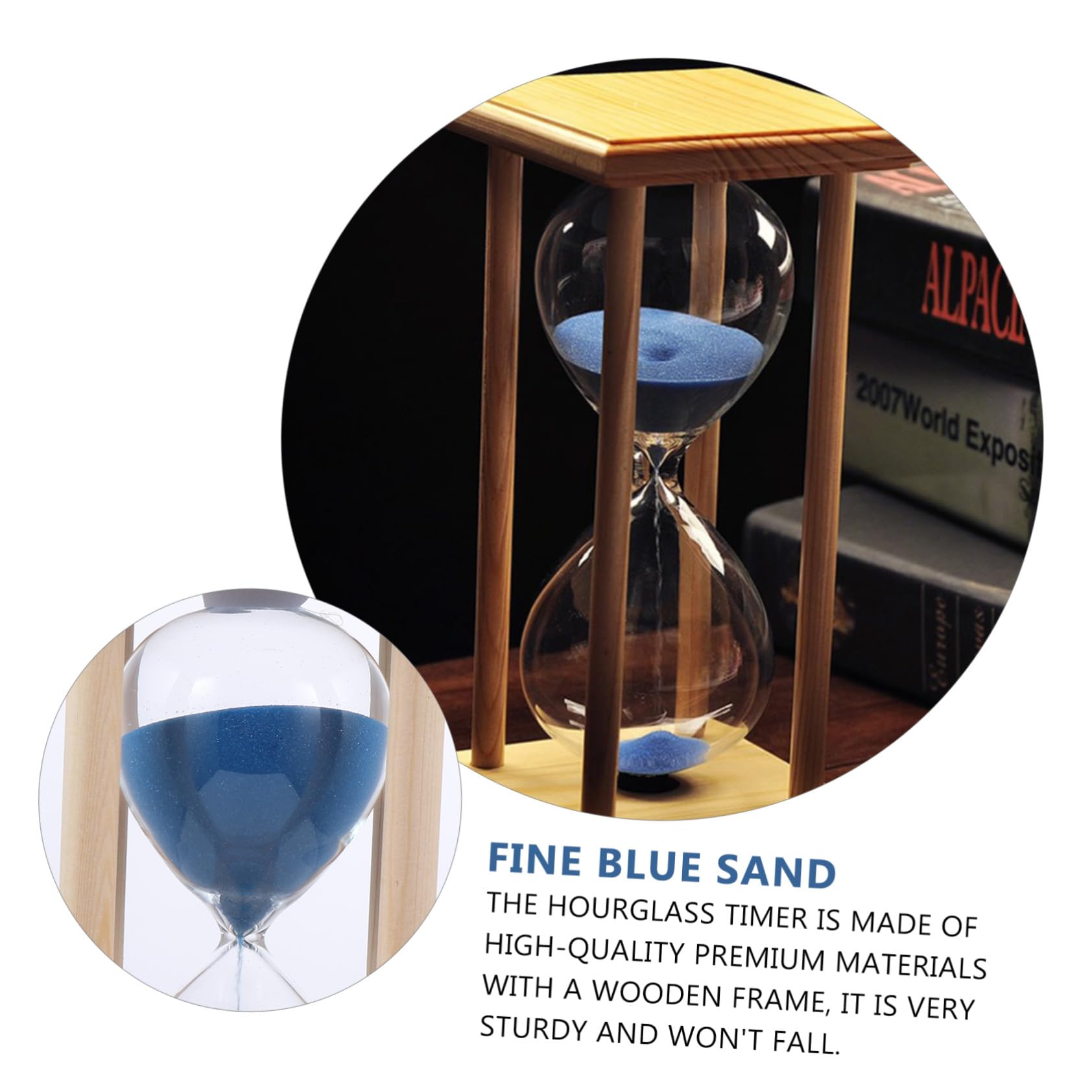 Reloj de Arena de Madera y Vidrio de 15 Minutos, Temporizador de Escritorio para Yoga, Adorno para Hogar y Obsequio de Año