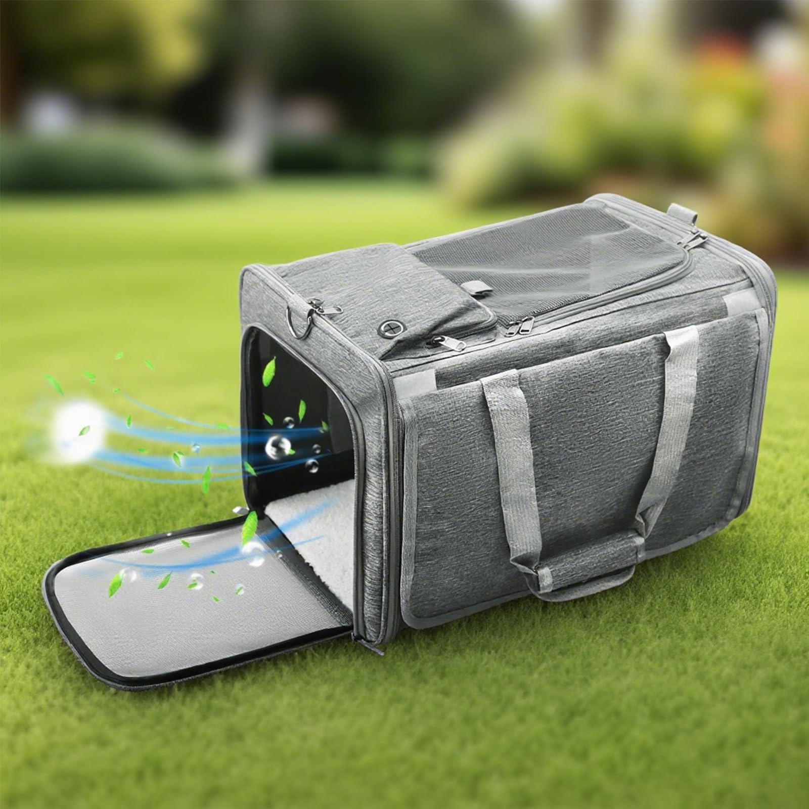 Transportín Gato Plegable – Bolsa Transporte para Gato y Perro Pequeño hasta 9kg – 46×30×30cm con Ventana, Bolsillo y Malla Transpirable (Gris Oscuro)
