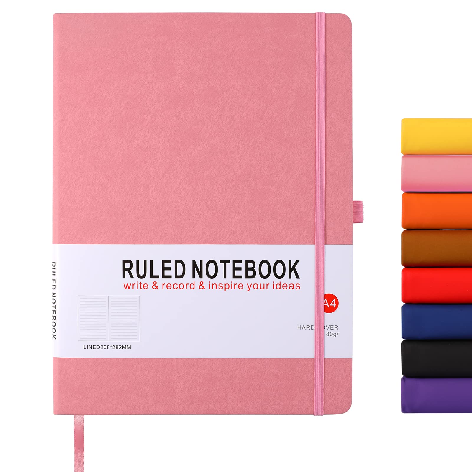 HIJYOO A4 Notebook, Notebook A4 Journal Notebook Hardcover Notepad with Bookmark Composition Notebooks, Pen Loop