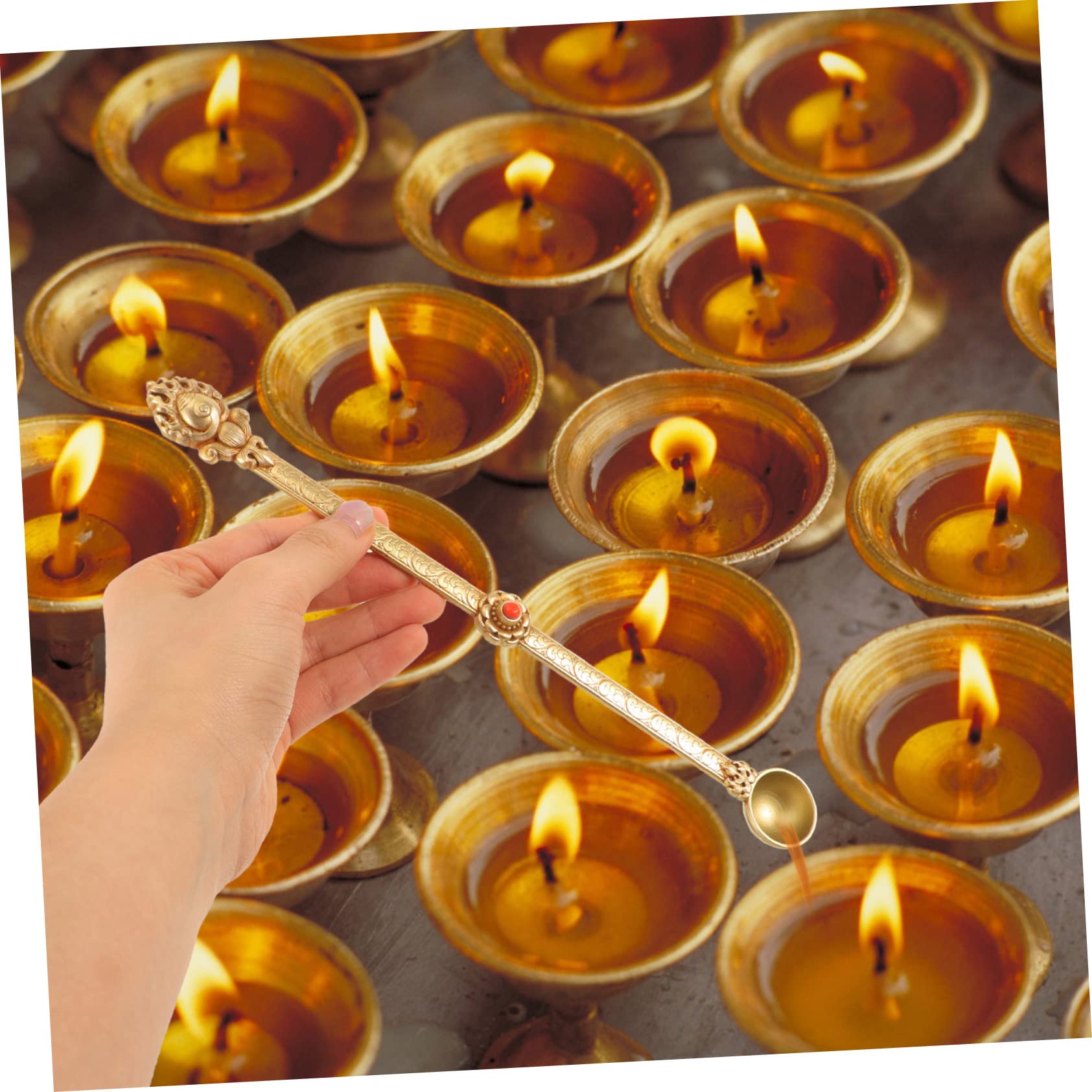 Messing Ghee Löffel für Rituale Religiöser Löffel mit Langem Stiel zum Ausgießen von Ghee und Opfergaben Handgefertigt