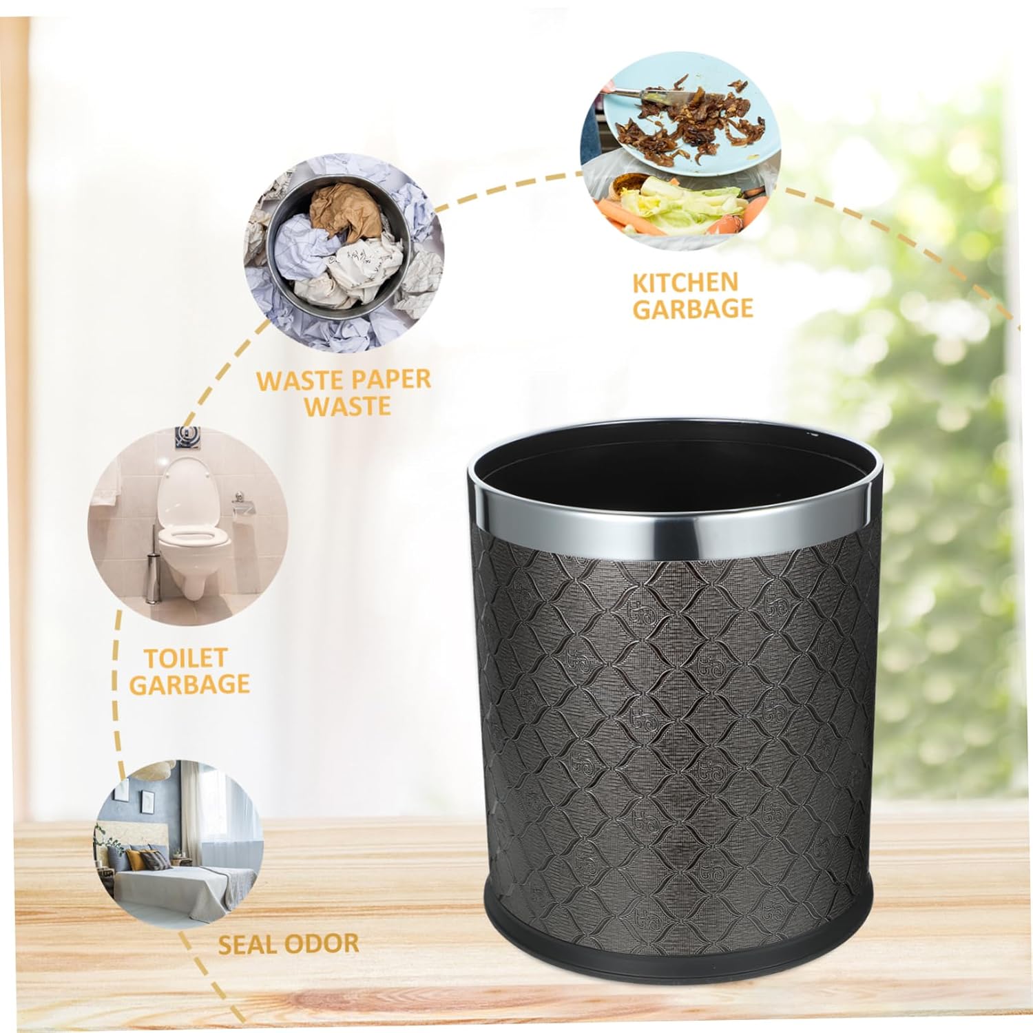 MAGICLULU Practical Plastic Trash Can with Capacity for Home and Office Versatile Waste Bin for Bathroom Bedroom Kitchen and More Easy to Use and Clean Design