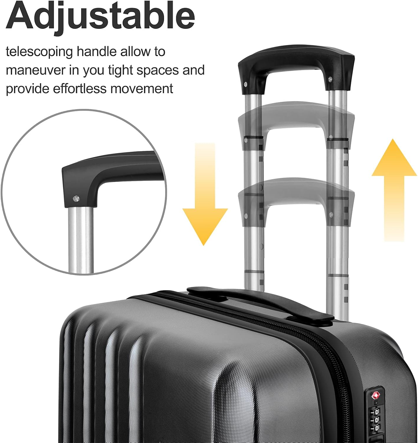 review TopZK JZRSuitcase Carry On Luggage ABS+PC Suitcase with Spinner Wheels TSA Lock 20in 24in 28in (black, 20in)