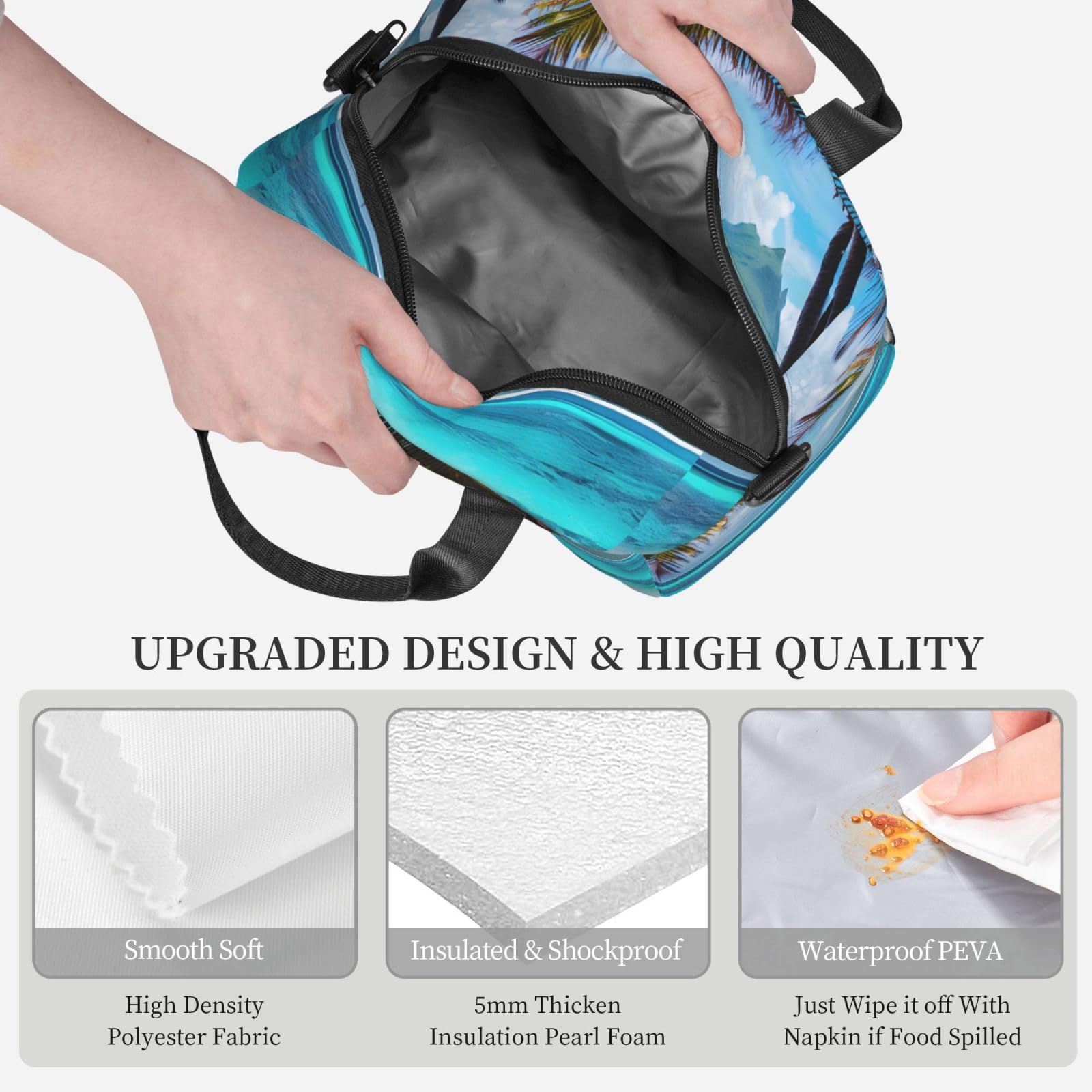 Tahiti Sac à déjeuner isotherme réutilisable pour adultes pour le travail, les voyages, les femmes et les hommes