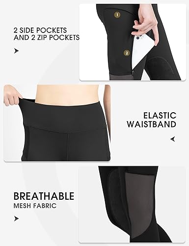 Miniatura 6 de FitsT4 - Mallas de equitación para mujer con bolsillos con cremallera, parche en la rodilla, malla de enfriamiento, pantalones ecuestres para la