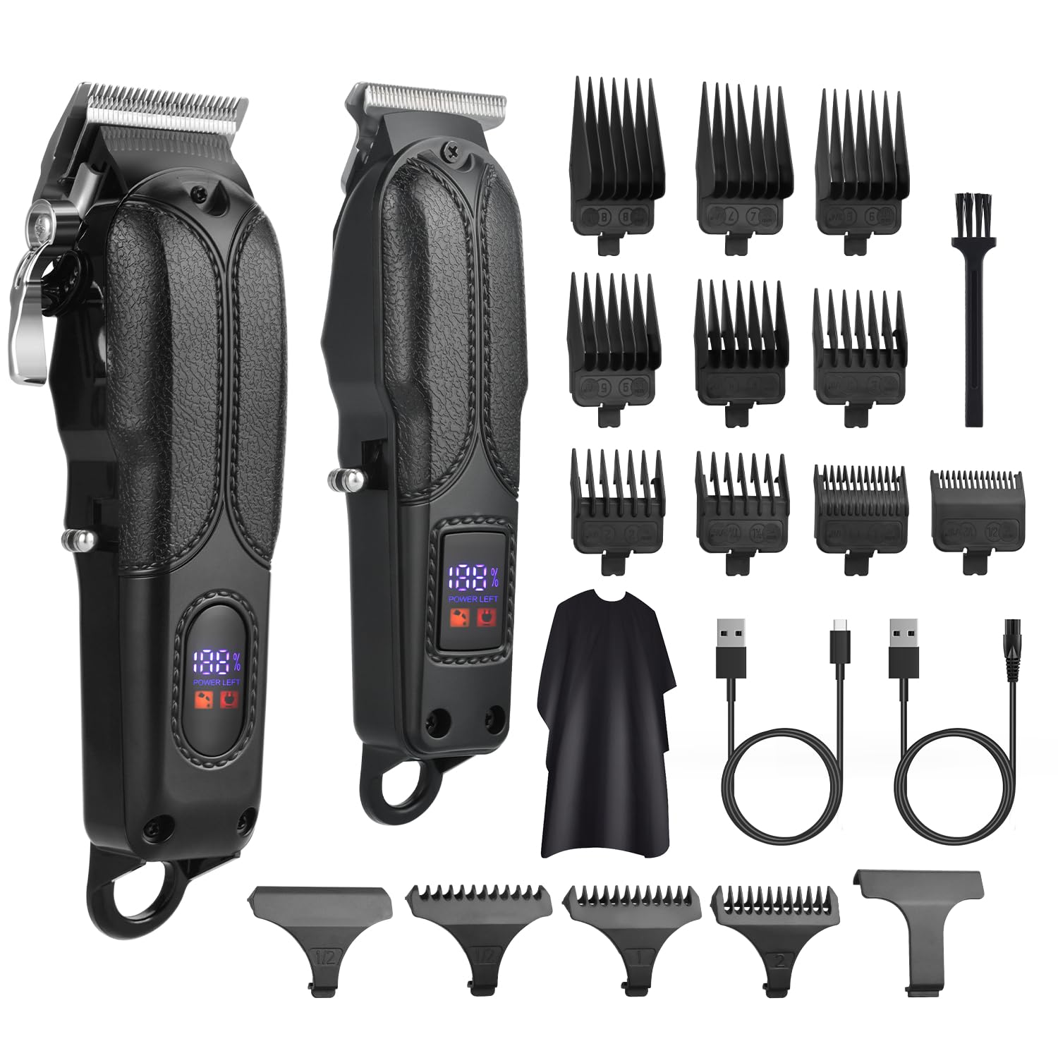 Maquina de Cortar Pelo Hombre,Recargable USB Maquina Cortar Pelo,Cortapelos Inalámbrico Batería 1200mAh Maquina Cortar Pelo Profesional,Recortador Pelo Barba Kit Familia Peluqueros,Negro