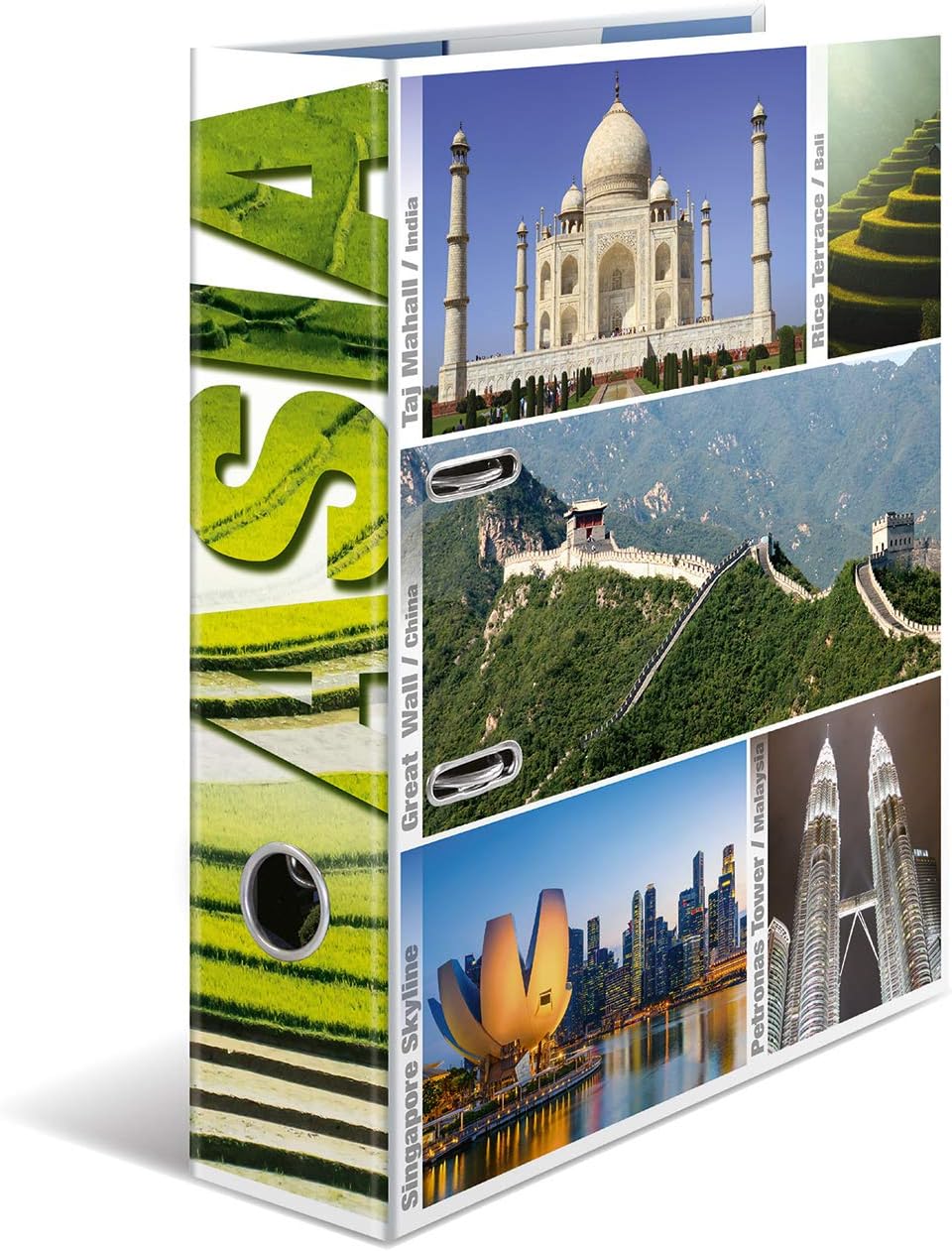 HERMA Lever Arch File Globetrotter with Asia motif, A4, 70 mm Spine, with Inner Print, 1 Folder