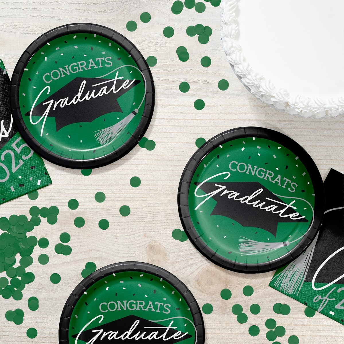 Trendware School Spirit Green Graduation Dessert Plates, 54 Count