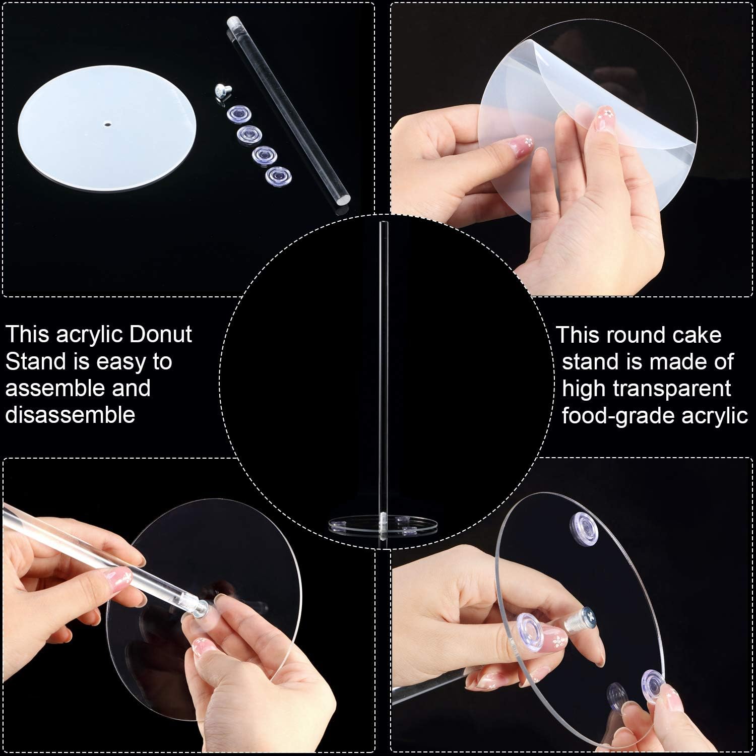 Exclusive Discount 80% Offer Acrylic Donut Stands Clear Bagels 5 Inch Round Stand Holder Doughnut Dessert Stand Table for Wedding Birthday Party (5 Pieces, 8, 10, 14 Inch)