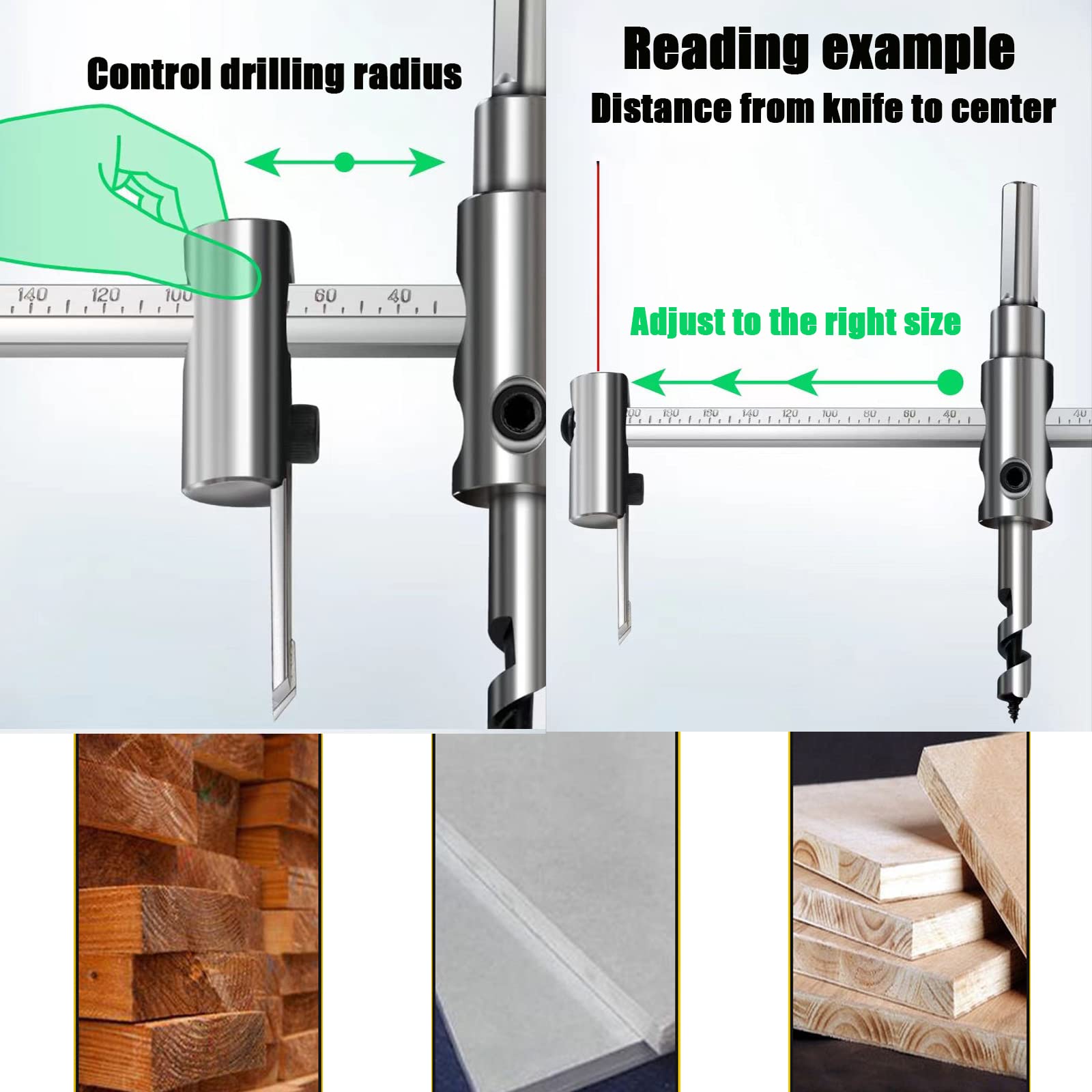 Taglierina Circolare Compasso Regolabile 30-400mm - Per Cartongesso E Legno, Strumento Professionale - Foto 3