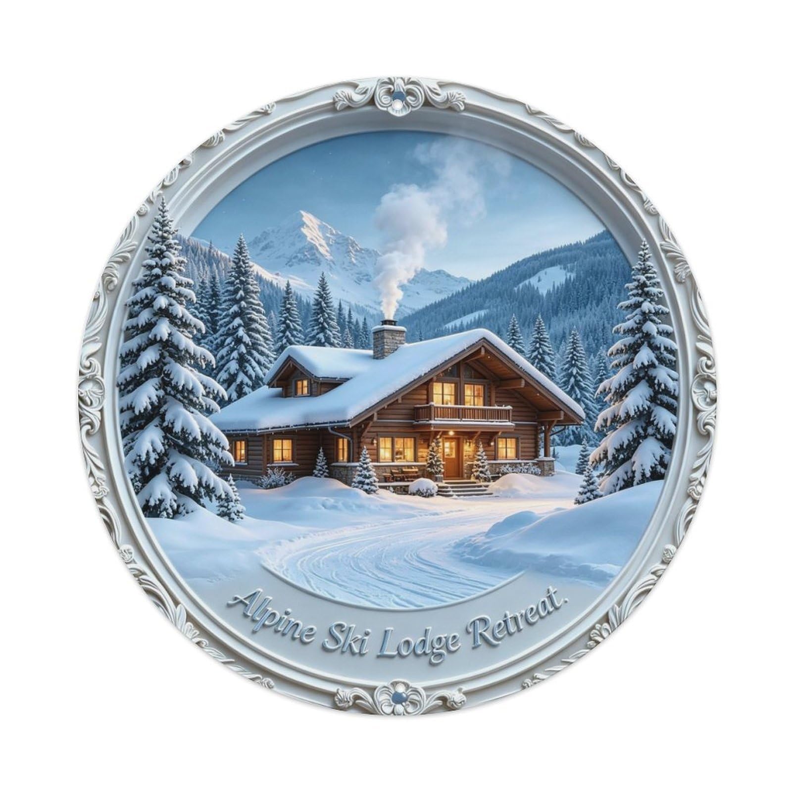 Alpine Ski Lodge Retreat Metal Tin Sign Plaque