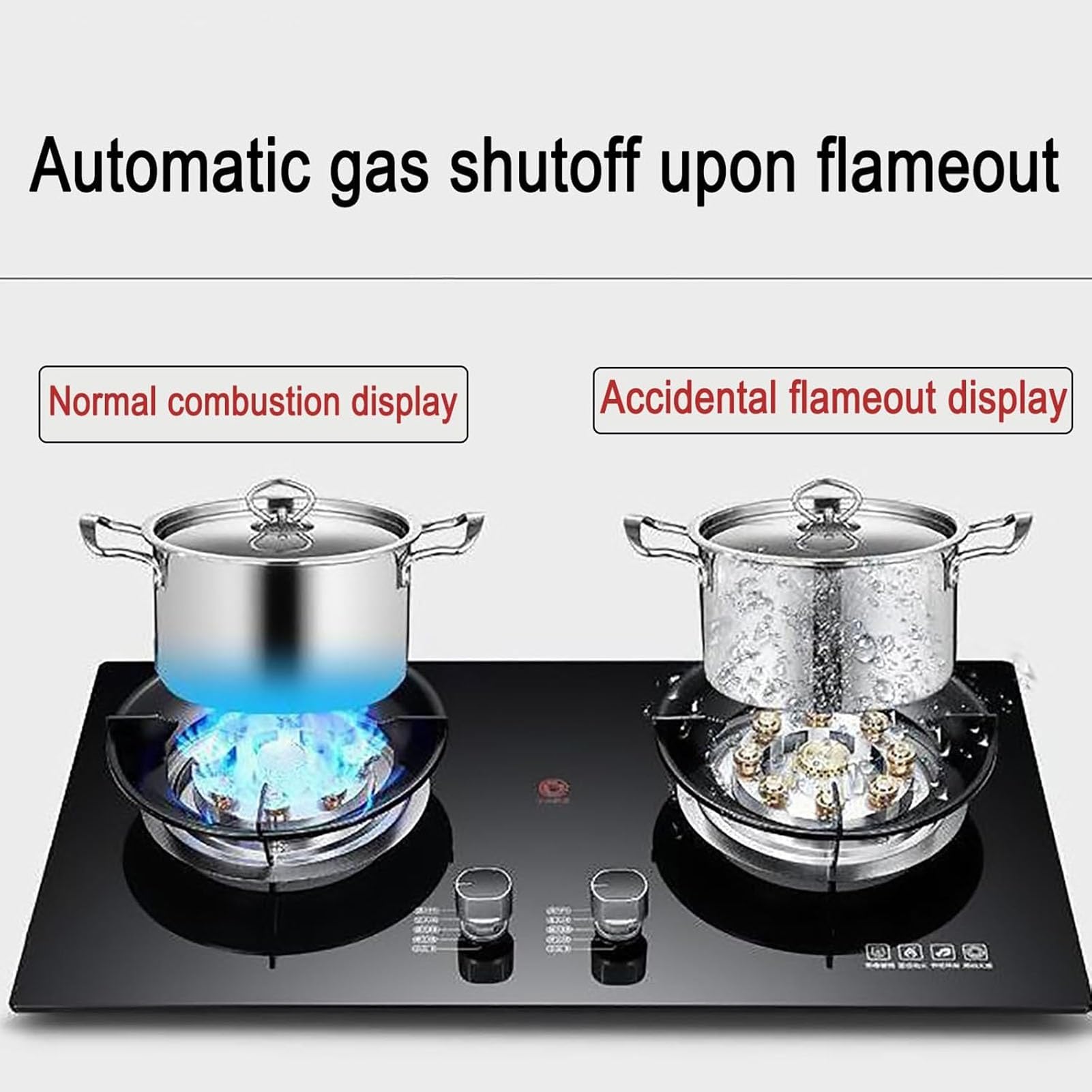 Cuisinière À Gaz De 5,2 KW - Cuisinières À Gaz À Allumage Par Impulsion De Table Et Encastrées, Couvercle Anti-feu En Cuivre Amovible, Grille De Four Stable Et Antidérapante(NG)
