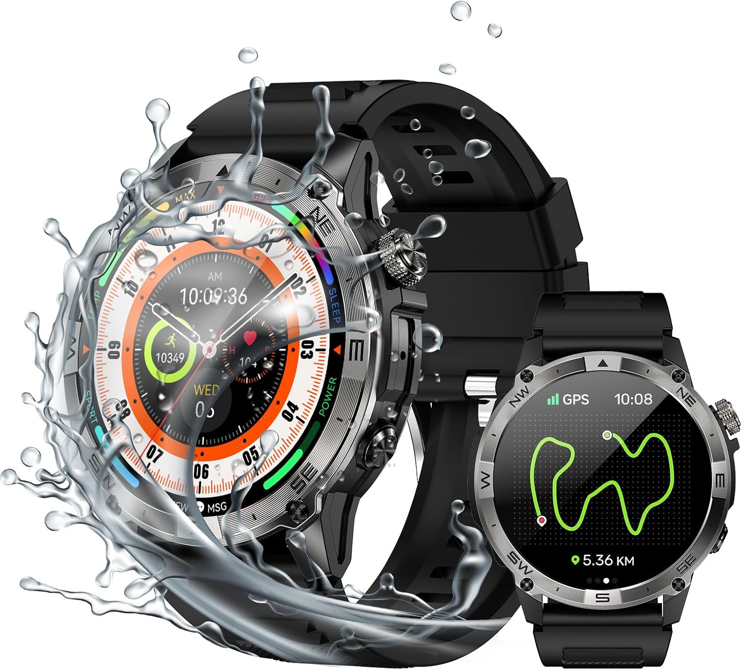 LogHog 3 ATM Waterproof Amoled Smart Watch with GPS,Compass, Altitude,Air Pressure,540mAh Extra Large Battery,Metal Body Rugged Military Smartwatch Compatiable for Andriod iOS