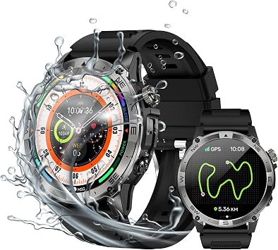 LogHog 3 ATM Waterproof Amoled Smart Watch with GPS,Compass, Altitude,Air Pressure,540mAh Extra Large Battery,Metal Body Rugged Military Smartwatch Compatiable for Andriod iOS