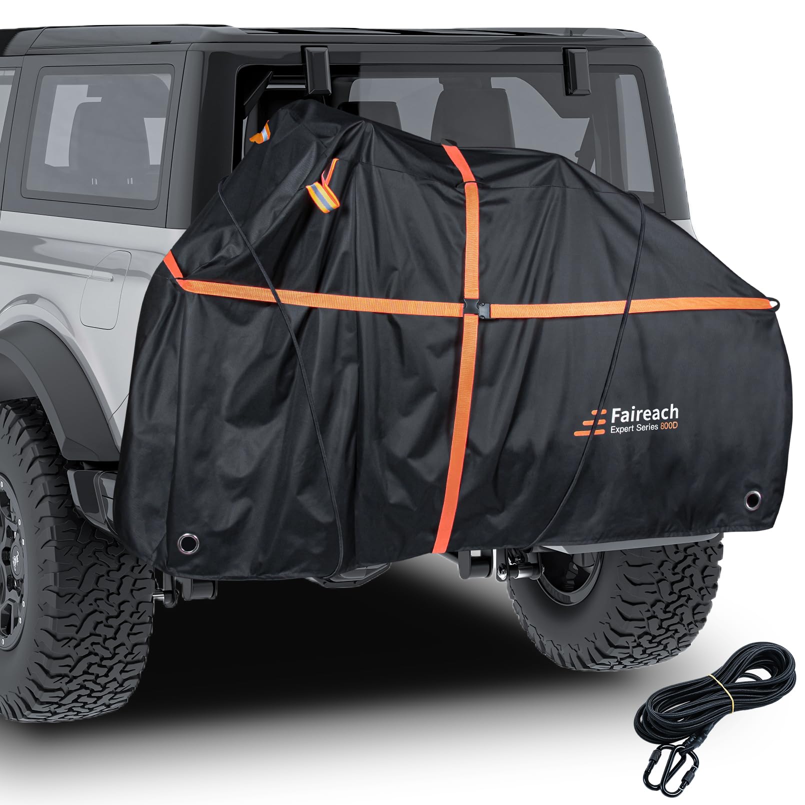 Faireach 800D Waterproof Bike Cover for Transport on Rack, Outdoor Bicycle Cover for 2 Bikes with Straps & Storage Bag, Windproof Heavy Duty Bike Covers for Rear Car Hitch Travel Storage โ image 1