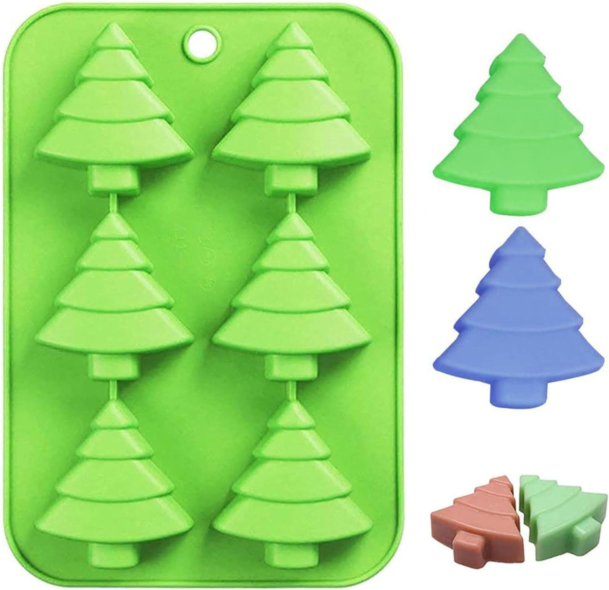 Bake House | 6 Christmas Tree Silicone Mold Cake Baking Mold Chocolate Candy Handmade Soap Ice Cube Biscuit Moulds No-Stick Christmas Baking Trays Pan